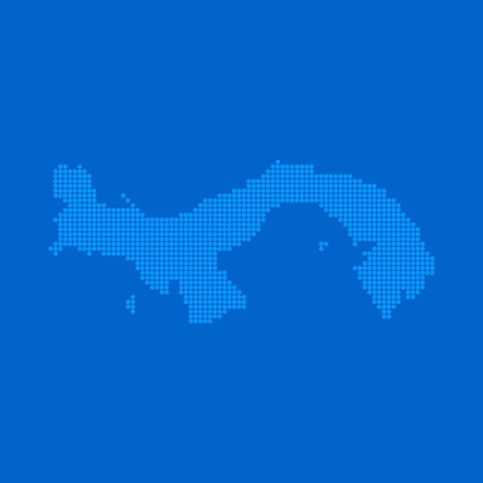 Blue halftone dot outline map background of Panama vector