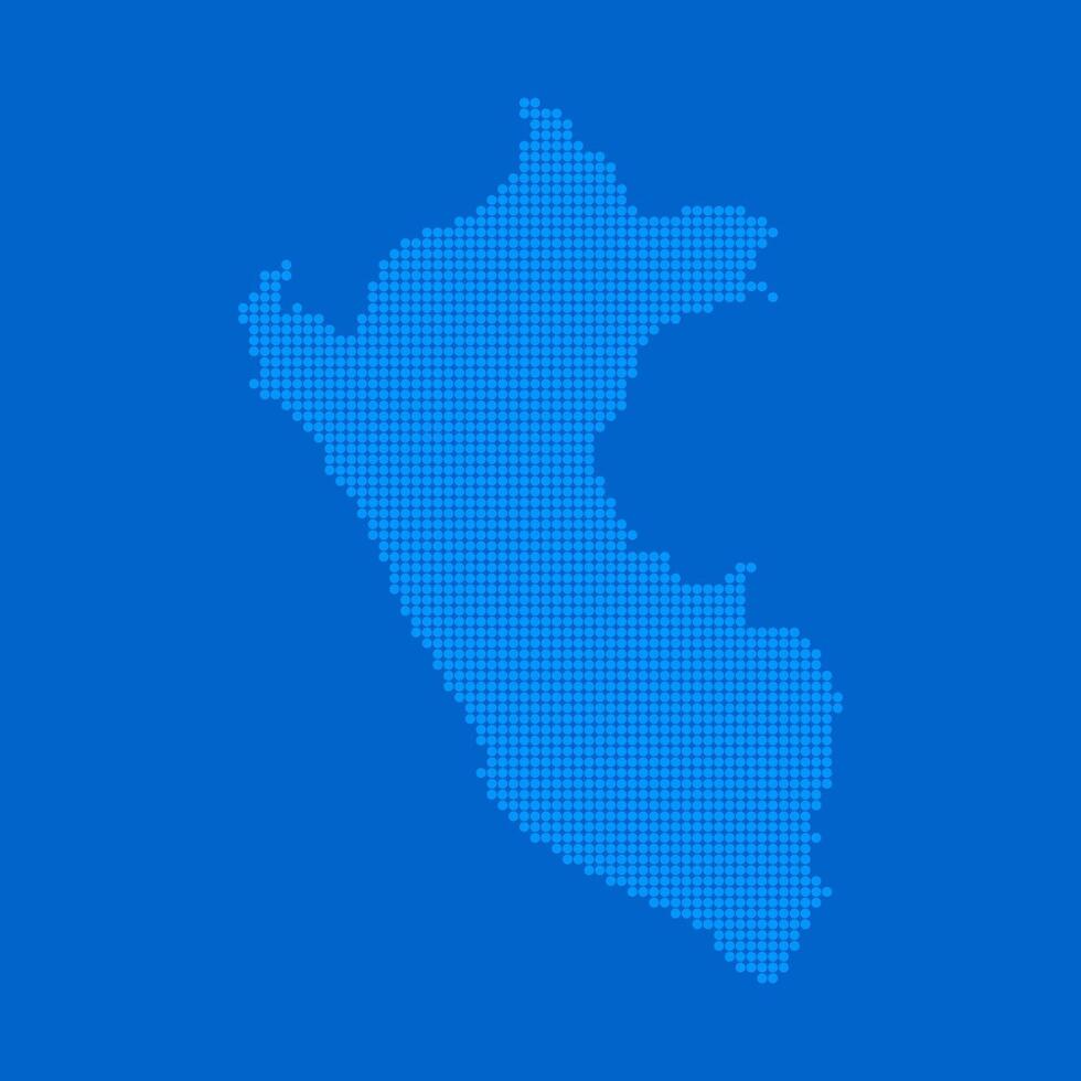 Blue halftone dot outline map background of Peru vector