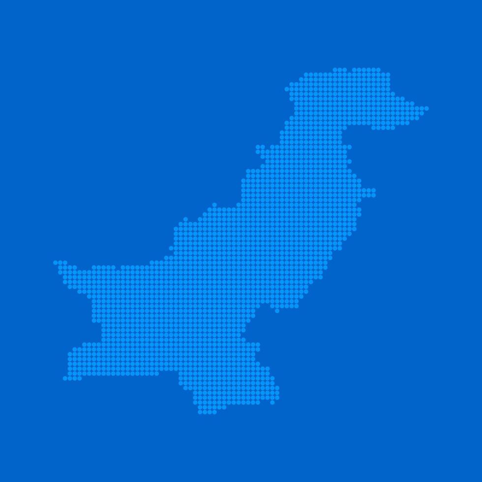 Blue halftone dot outline map background of Pakistan vector