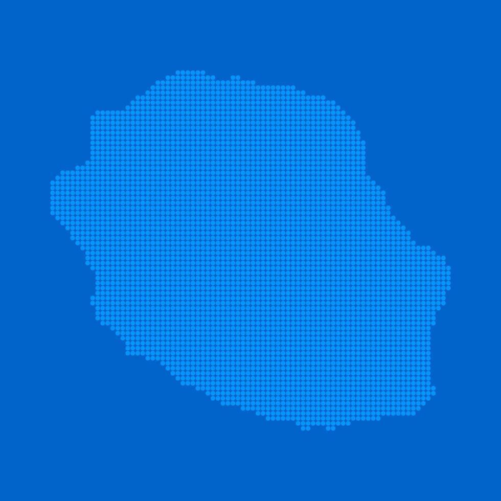 Blue halftone dot outline map background of Reunion vector