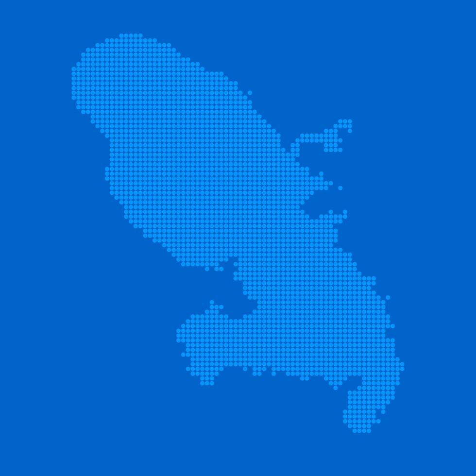 Blue halftone dot outline map background of Martinique vector