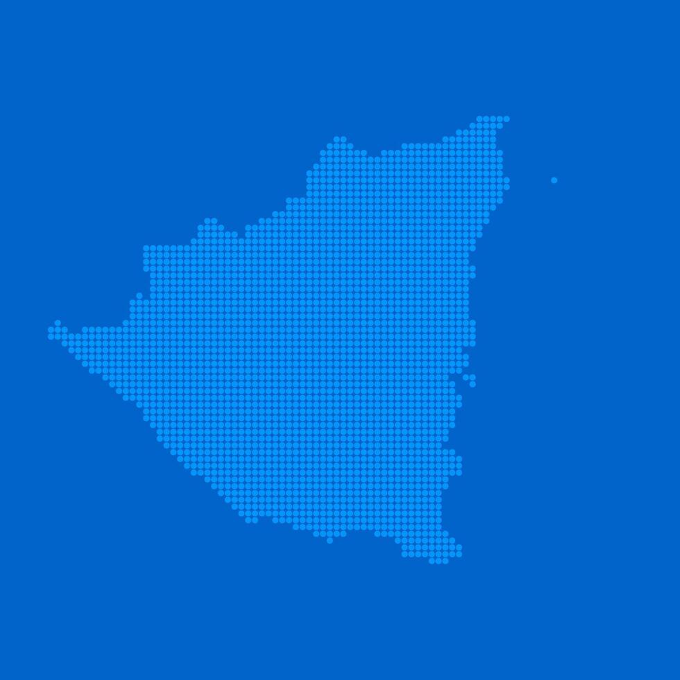 Blue halftone dot outline map background of Nicaragua vector