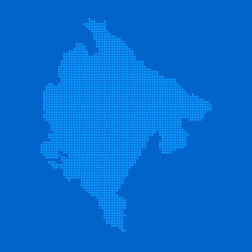 Blue halftone dot outline map background of Montenegro vector