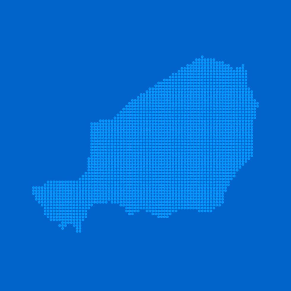 Blue halftone dot outline map background of Niger vector