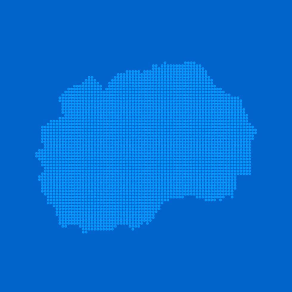 Blue halftone dot outline map background of North Macedonia vector