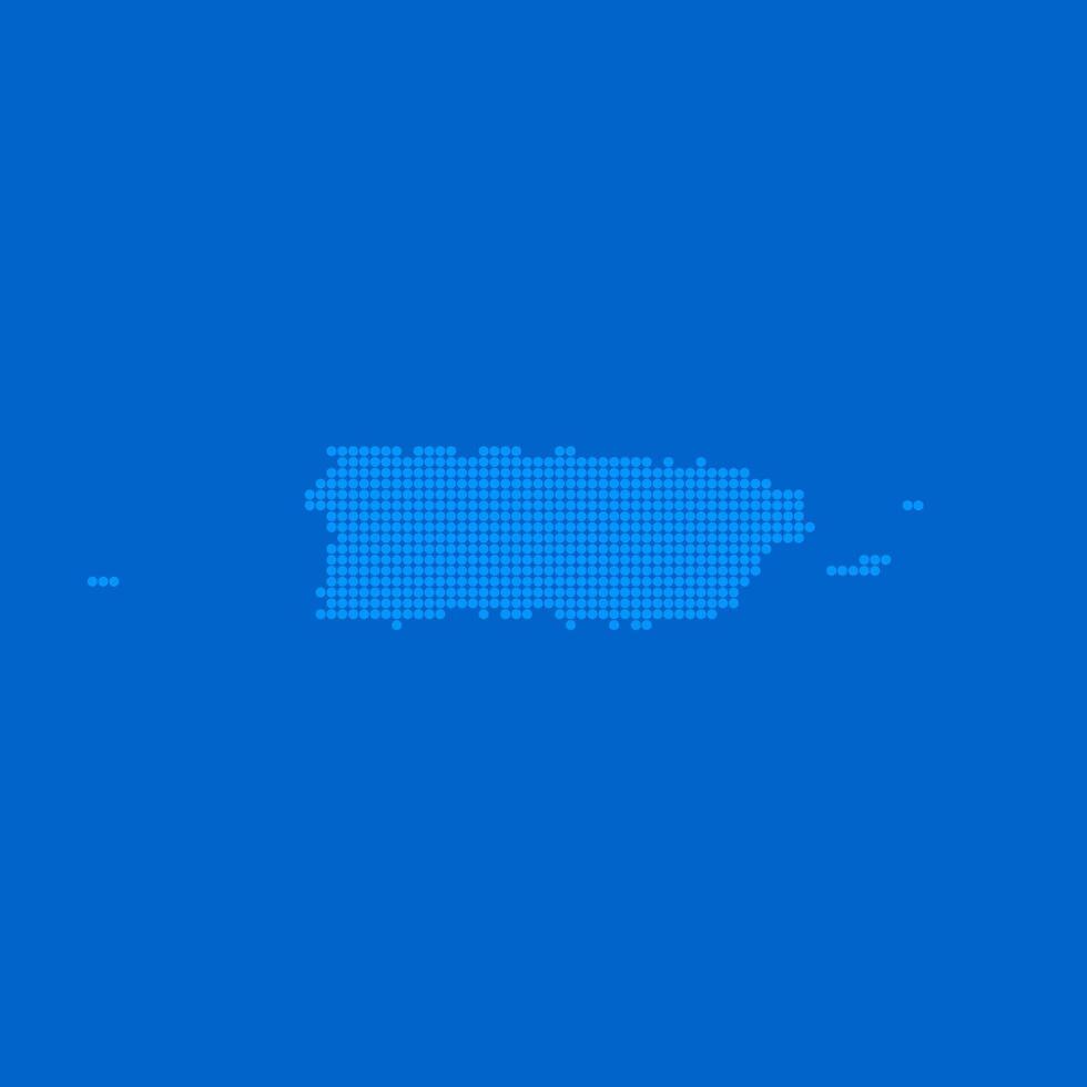 Blue halftone dot outline map background of Puerto Rico vector