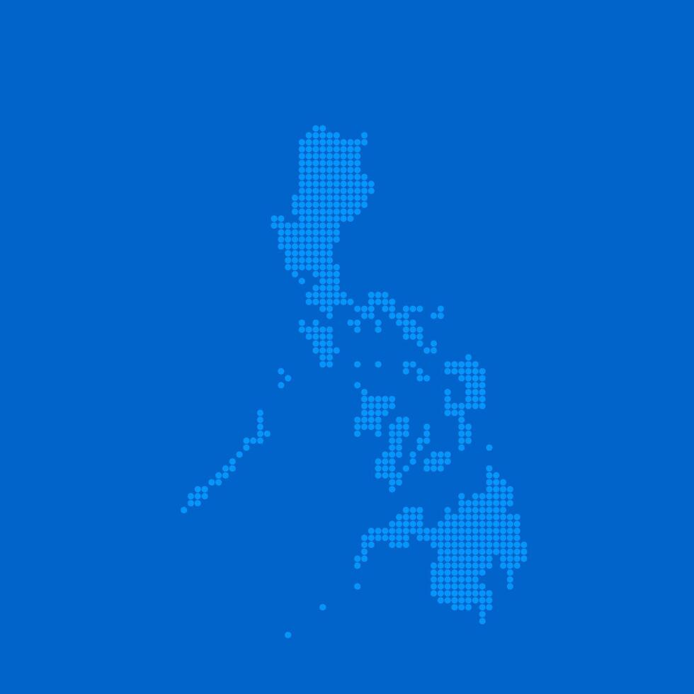 Blue halftone dot outline map background of Philippines vector