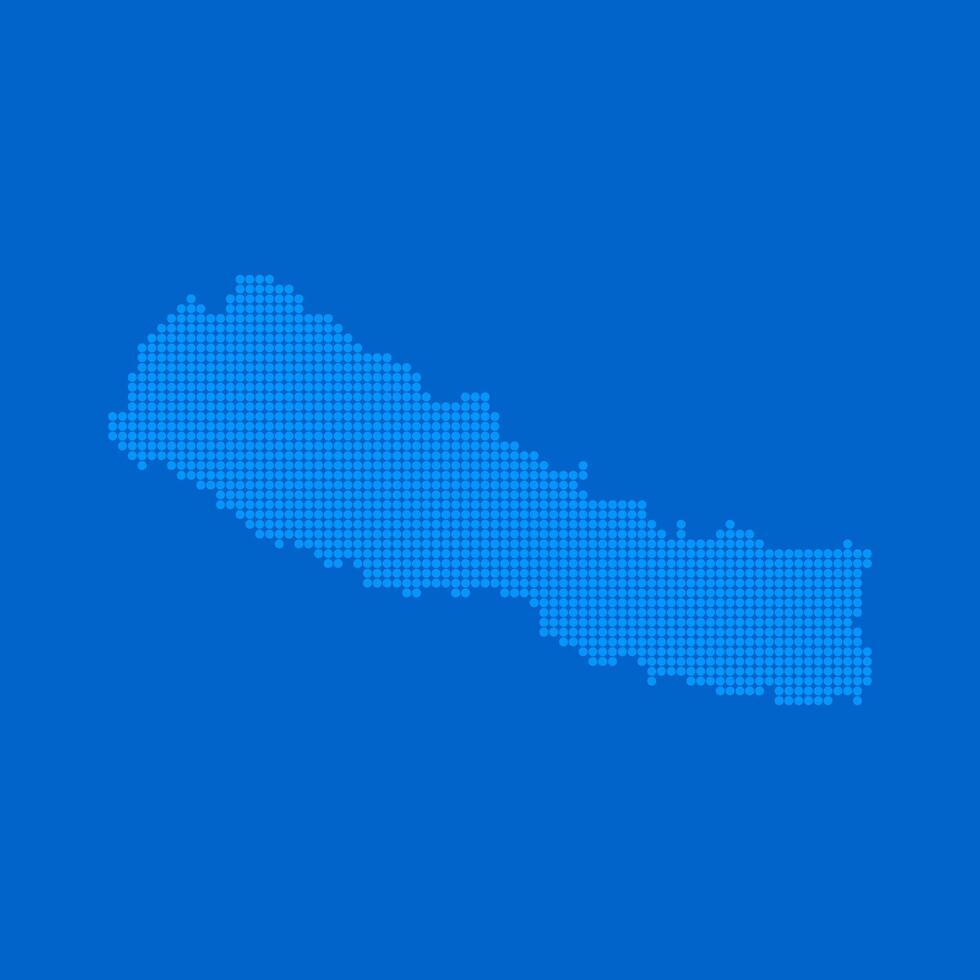 Blue halftone dot outline map background of Nepal vector
