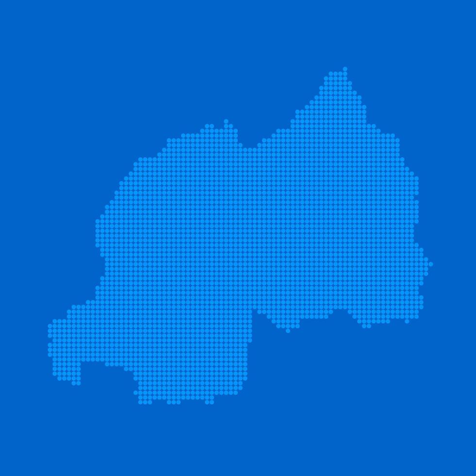 Blue halftone dot outline map background of Rwanda vector
