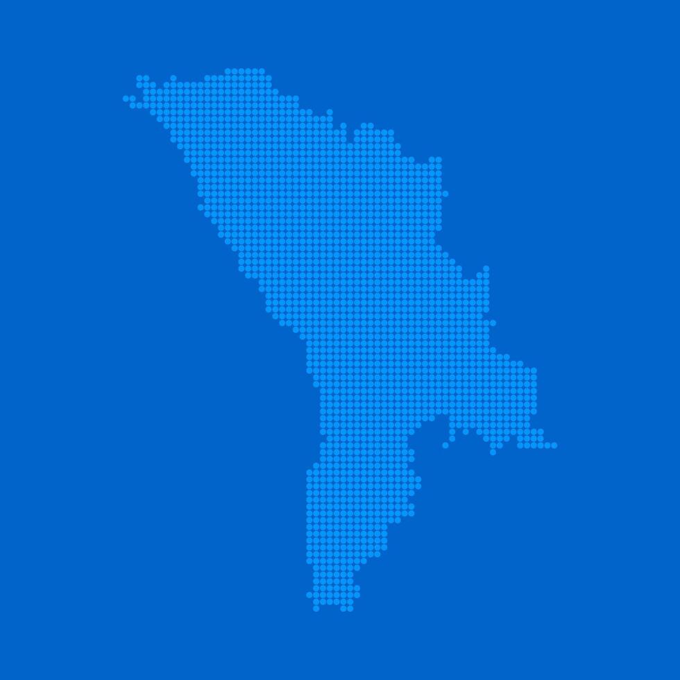 Blue halftone dot outline map background of Moldova vector