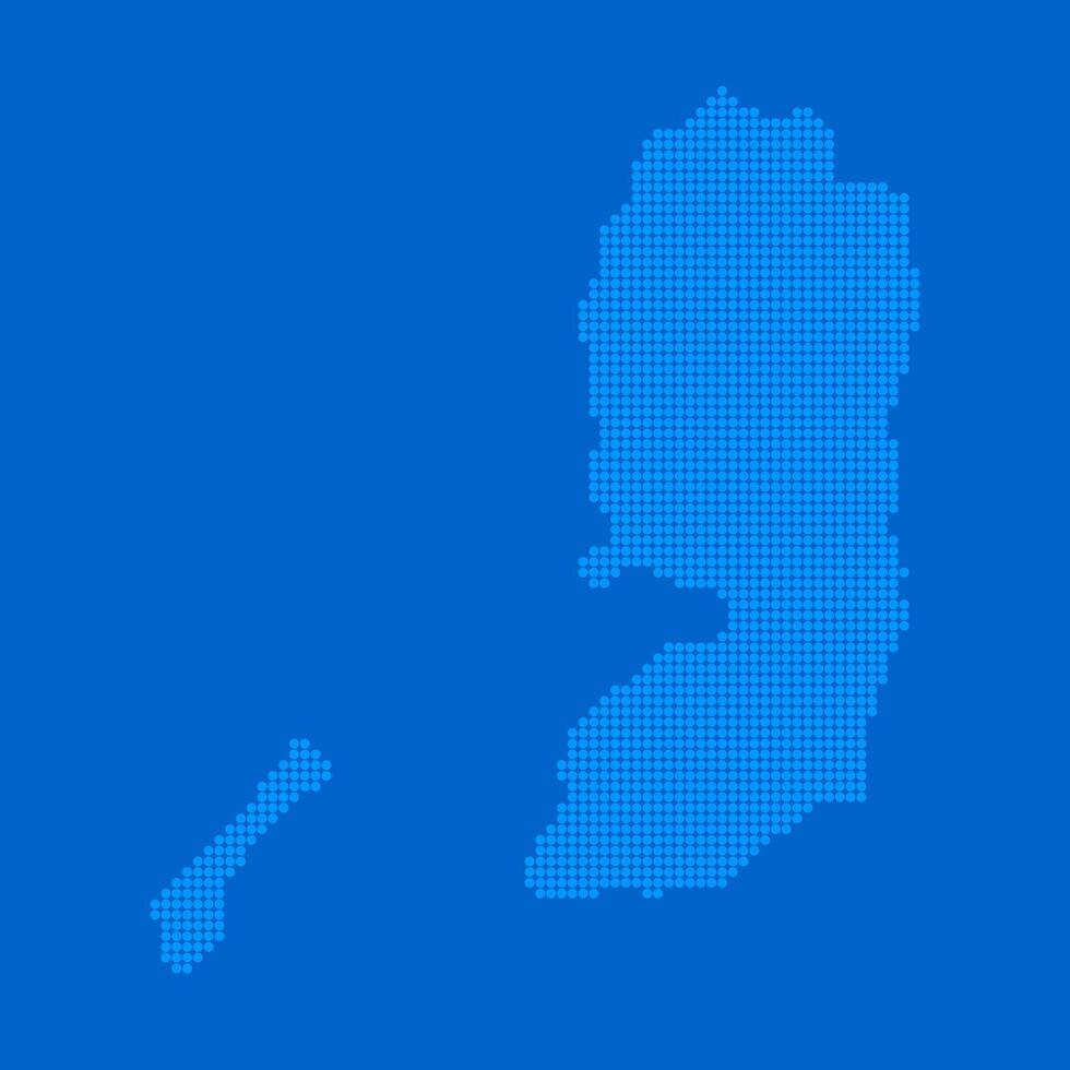 Blue halftone dot outline map background of Palestina vector