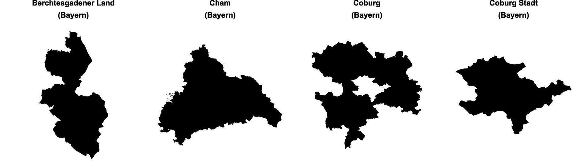 Berchtesgadener Land, Cham, Coburg, Coburg Stadt outline maps vector