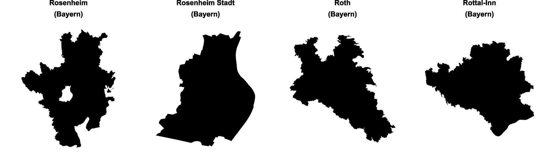 Rosenheim, Rosenheim Stadt, Roth, Rottal Inn outline maps vector