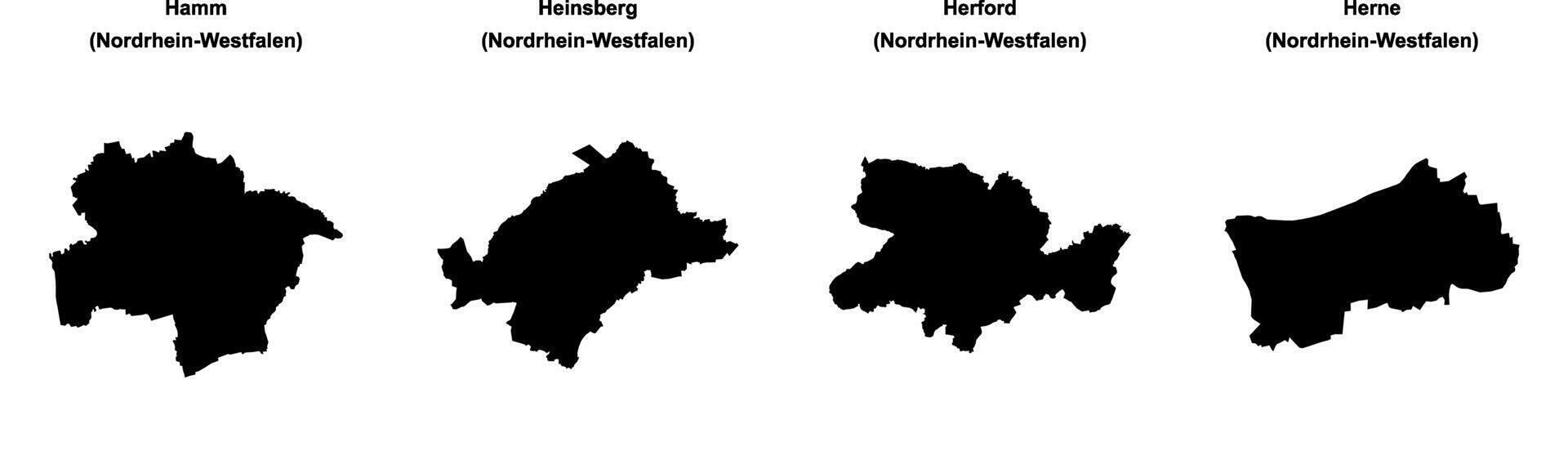 Hamm, Heinsberg, Herford, Herne outline maps vector