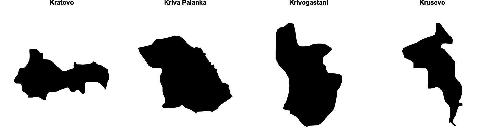 Kratovo, Kriva Palanka, Krivogastani, Krusevo outline maps vector