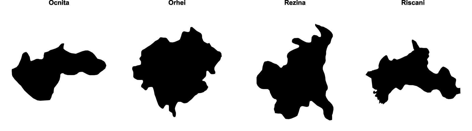 Ocnita, Orhei, Rezina, Riscani outline maps vector