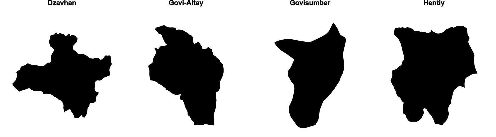 Dzavhan, Govi Altay, Govisumber, Hentiy outline maps vector