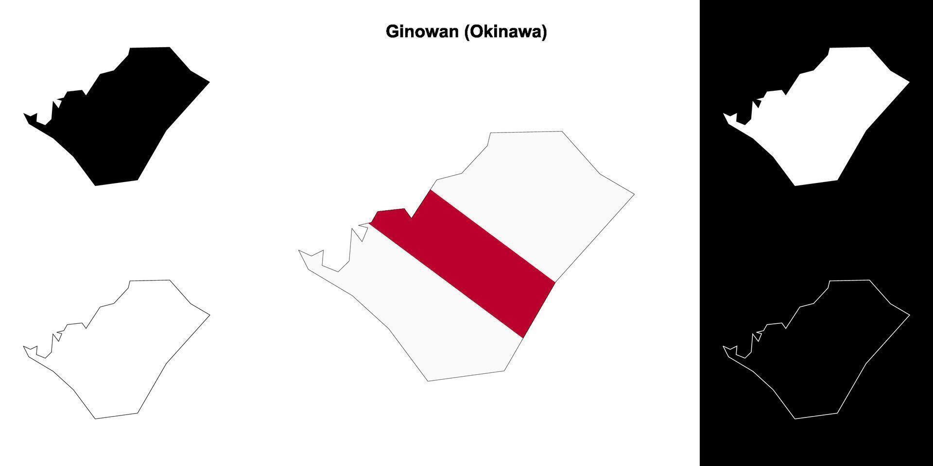 Ginowan, Okinawa outline map set vector
