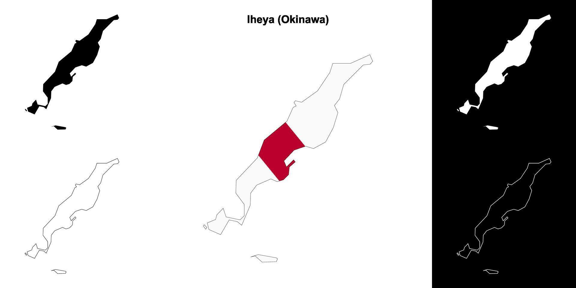 Iheya, Okinawa outline map set vector