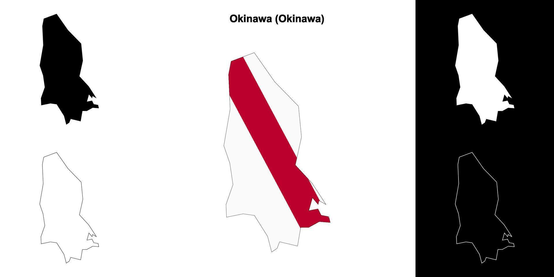 Okinawa, Okinawa outline map set vector