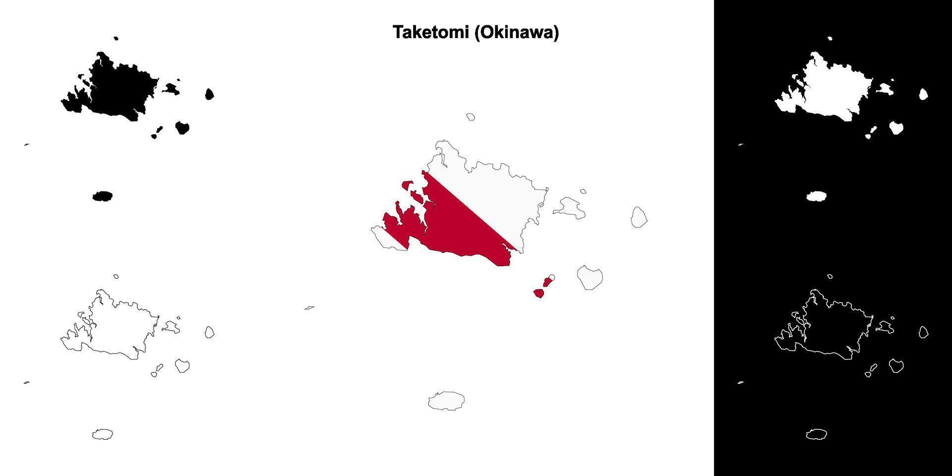 Taketomi, Okinawa outline map set vector