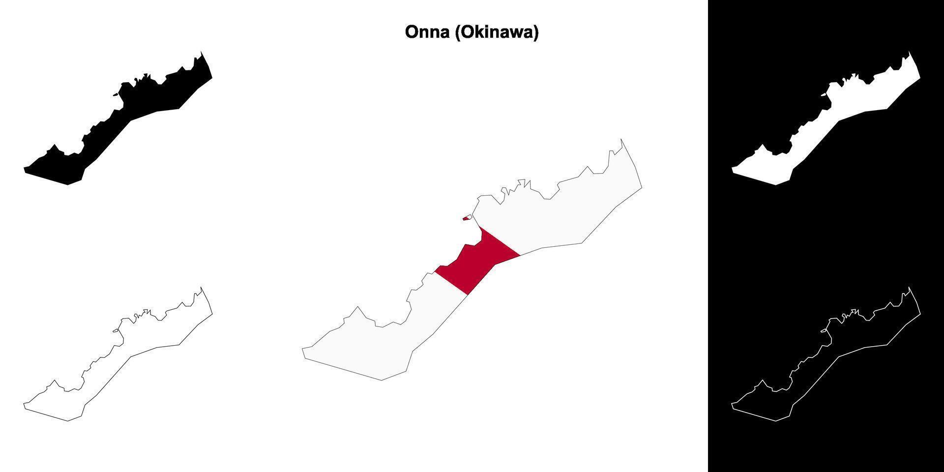 Onna, Okinawa outline map set vector