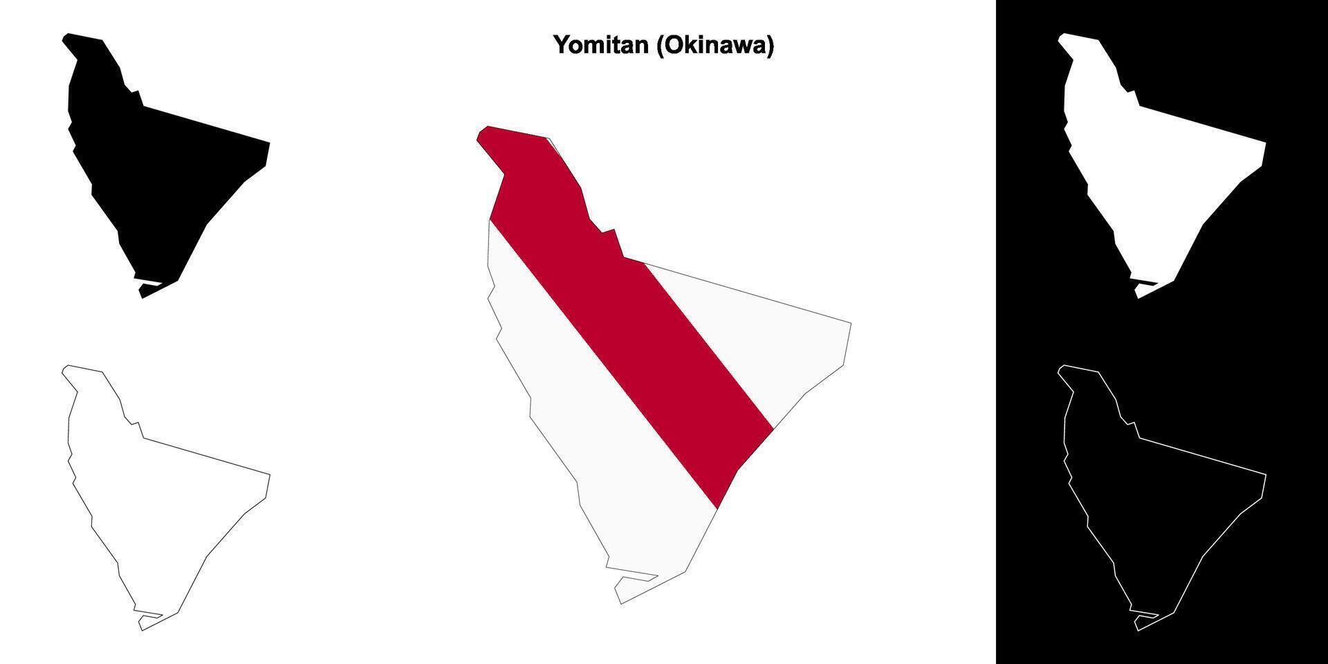 Yomitan, Okinawa outline map set vector