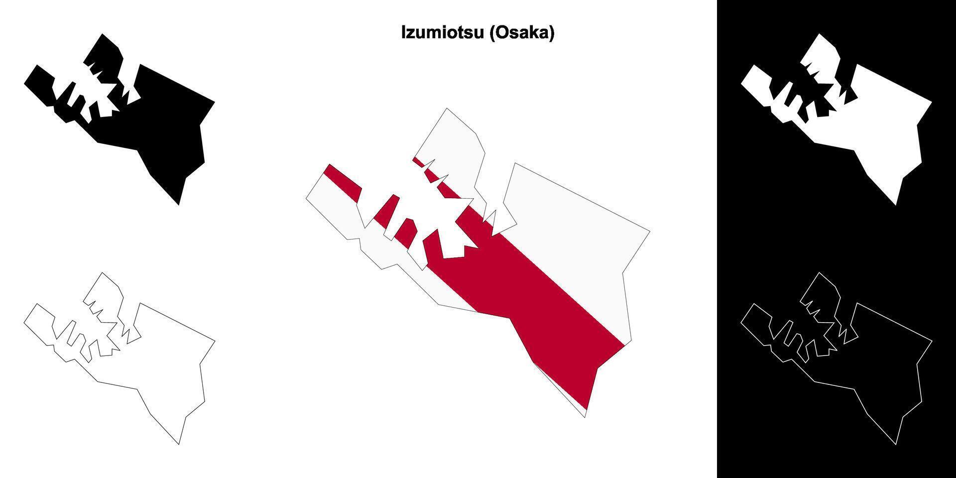 Izumiotsu, Osaka outline map set vector