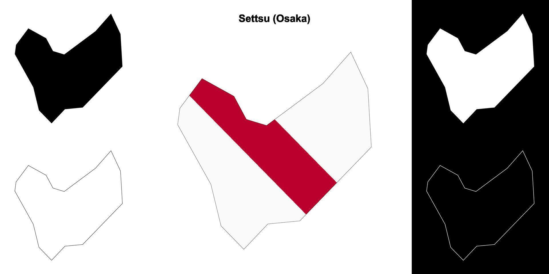 Settsu, Osaka outline map set vector