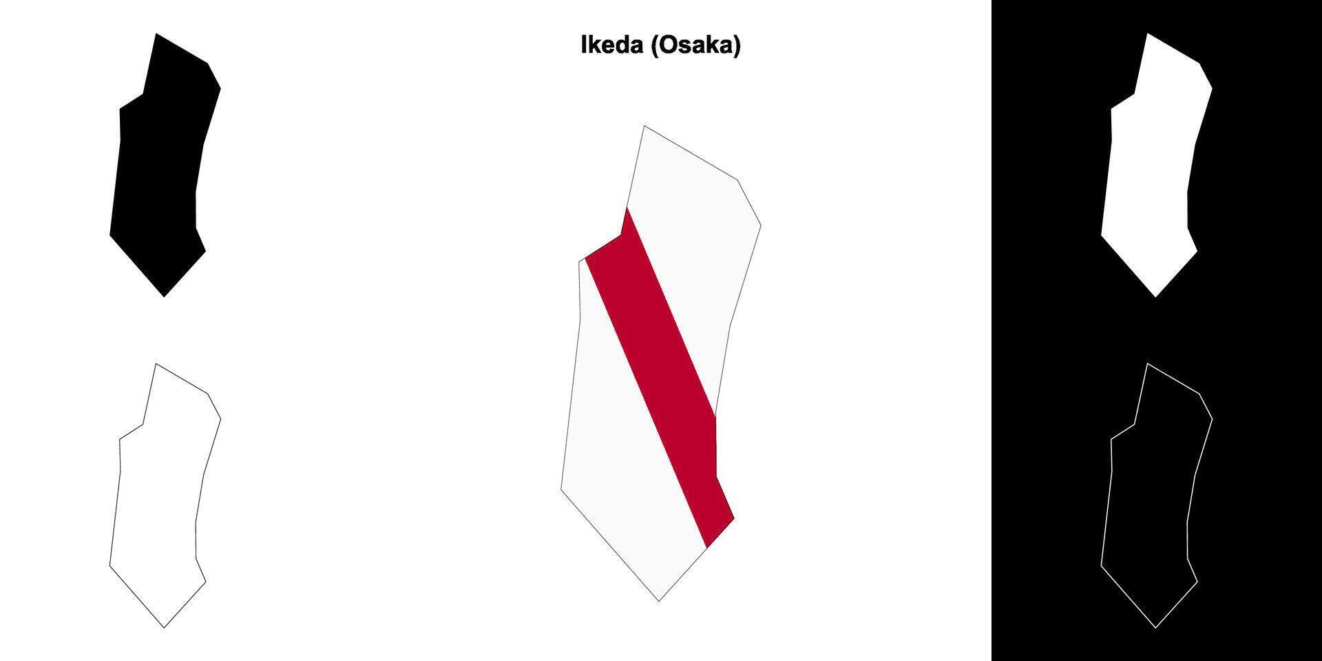 Ikeda, Osaka outline map set vector