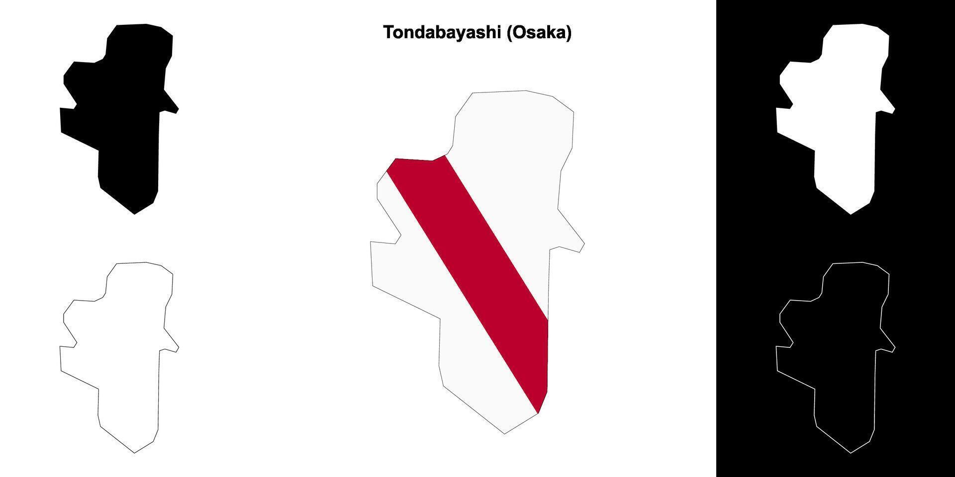 Tondabayashi, Osaka outline map set vector
