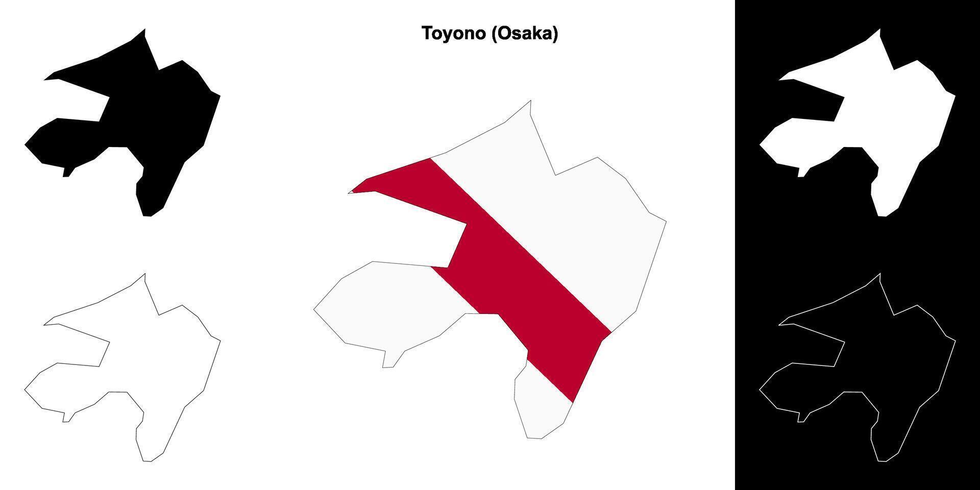 Toyono, Osaka outline map set vector