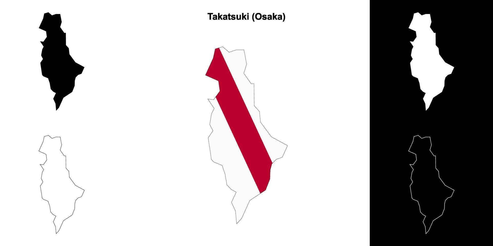 Takatsuki, Osaka outline map set vector