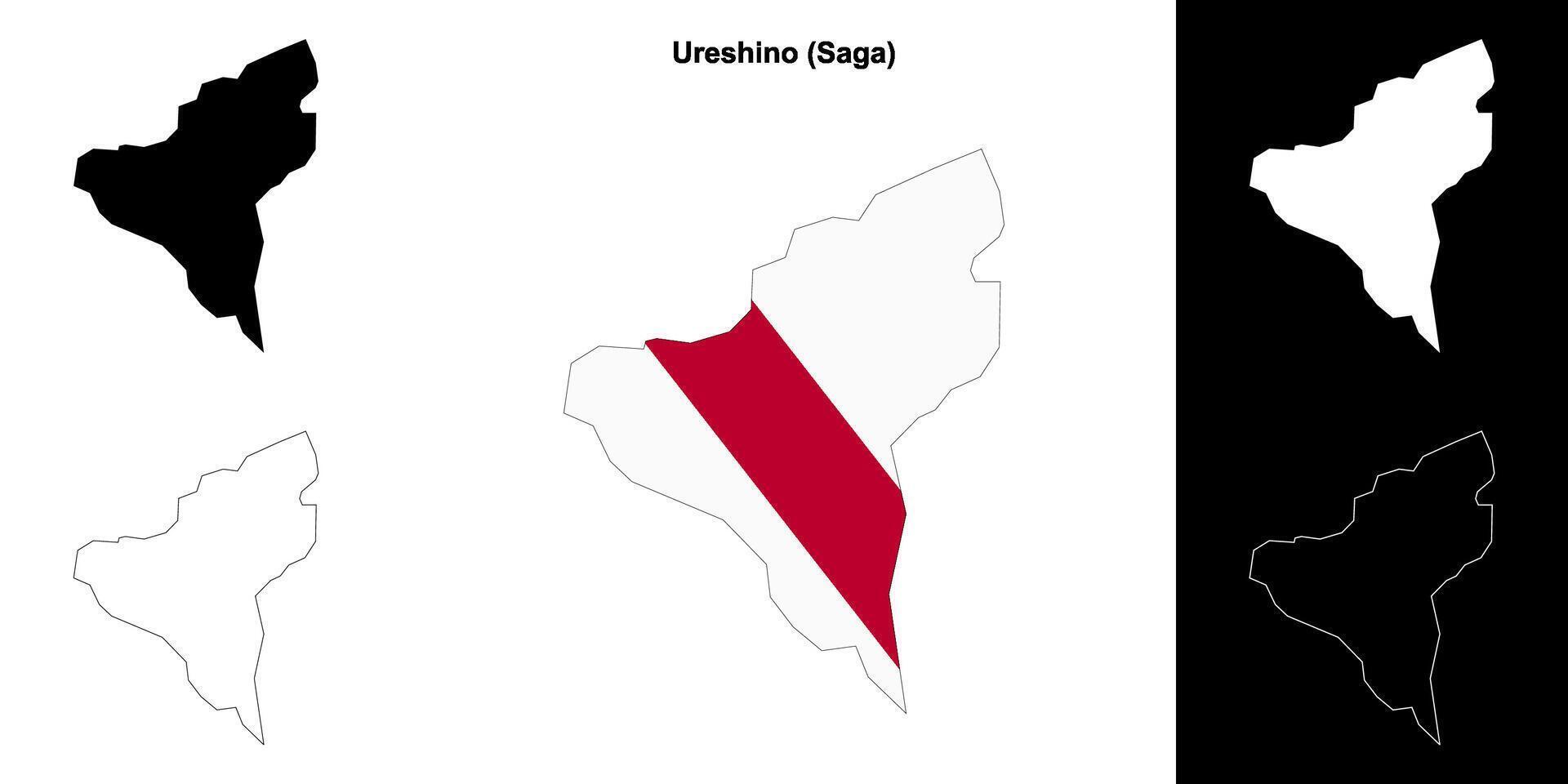 Ureshino, Saga outline map set vector