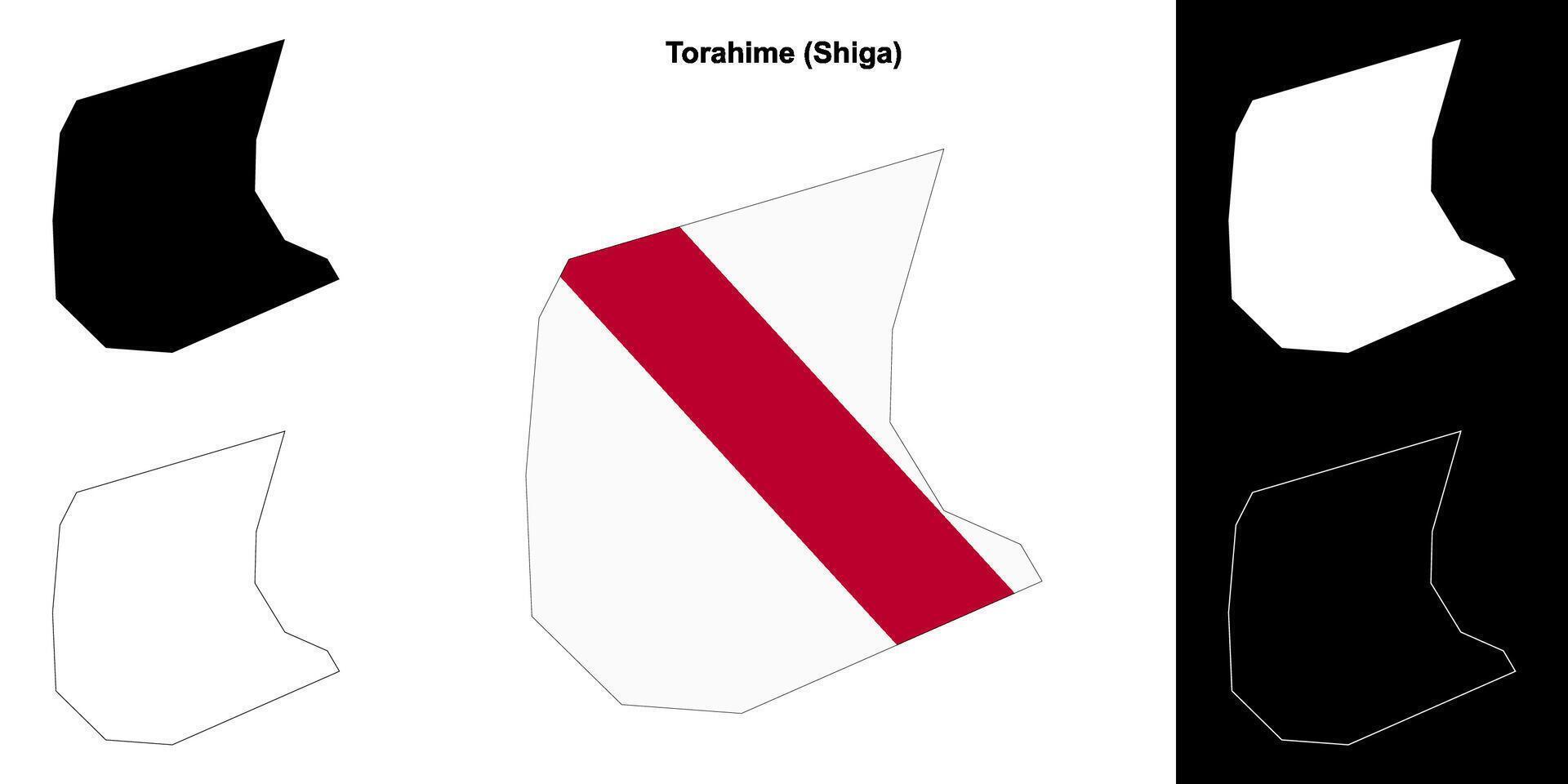 Torahime, Shiga outline map set vector