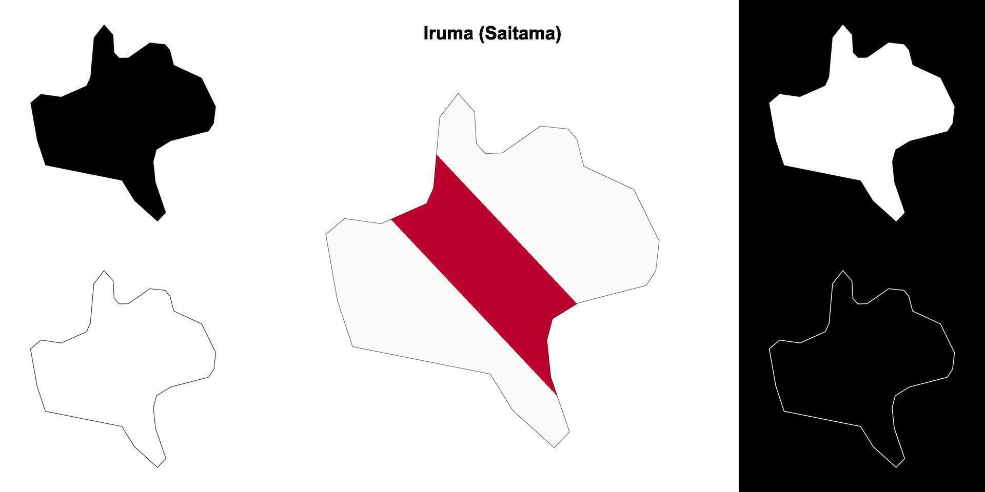 Iruma, Saitama outline map set vector
