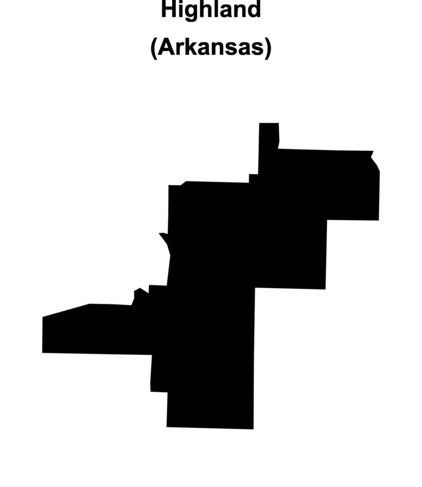 Highland, Arkansas blank outline map vector