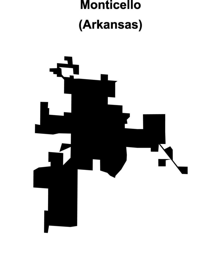 Monticello, Arkansas blank outline map vector