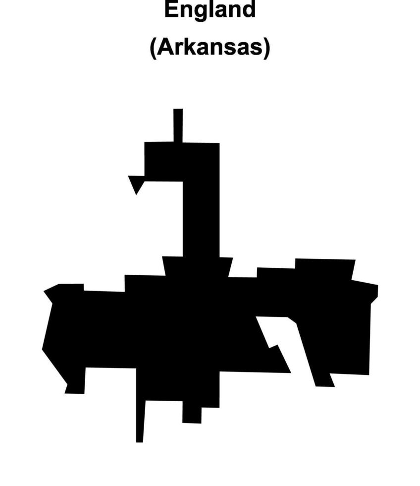 England, Arkansas blank outline map vector