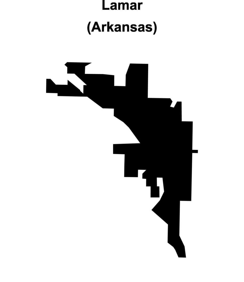 Lamar, Arkansas blank outline map vector