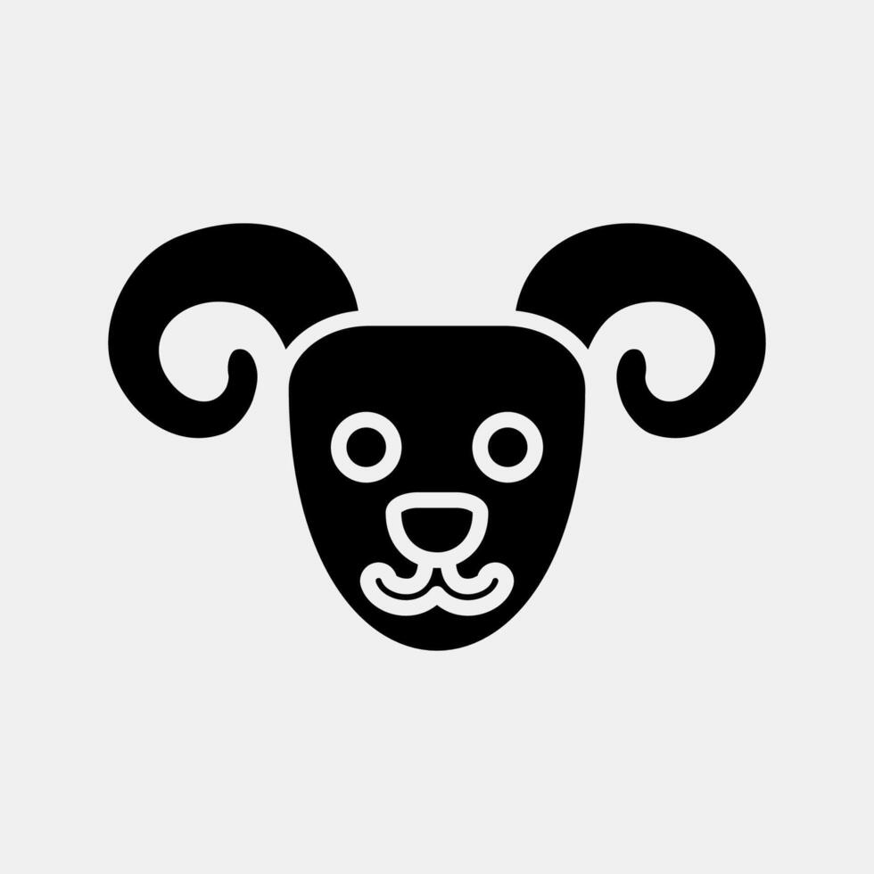 Icon aries the ram. Zodiac horoscope elements. Icon in glyph style. vector