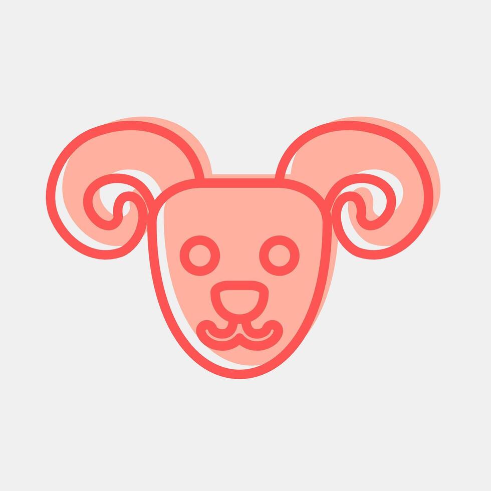 Icon aries the ram. Zodiac horoscope elements. Icon in two tone style. vector