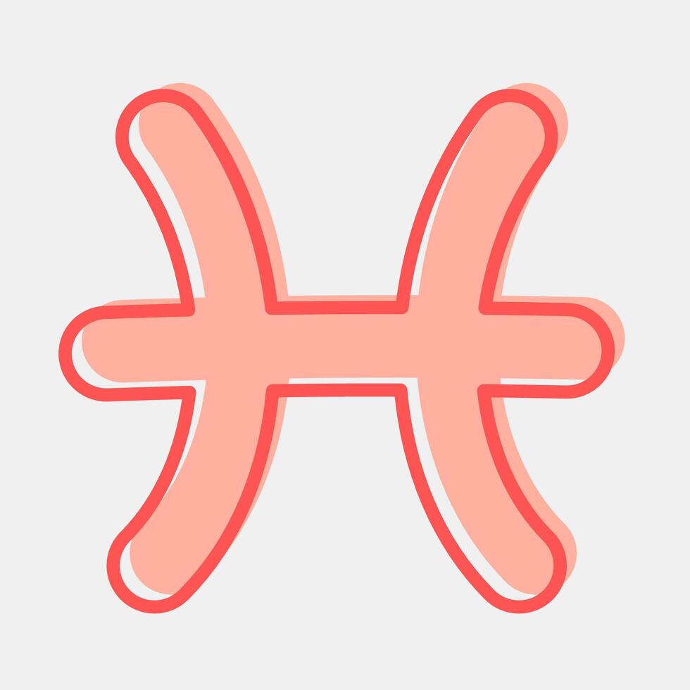 Icon pisces. Zodiac horoscope elements. Icon in two tone style. vector