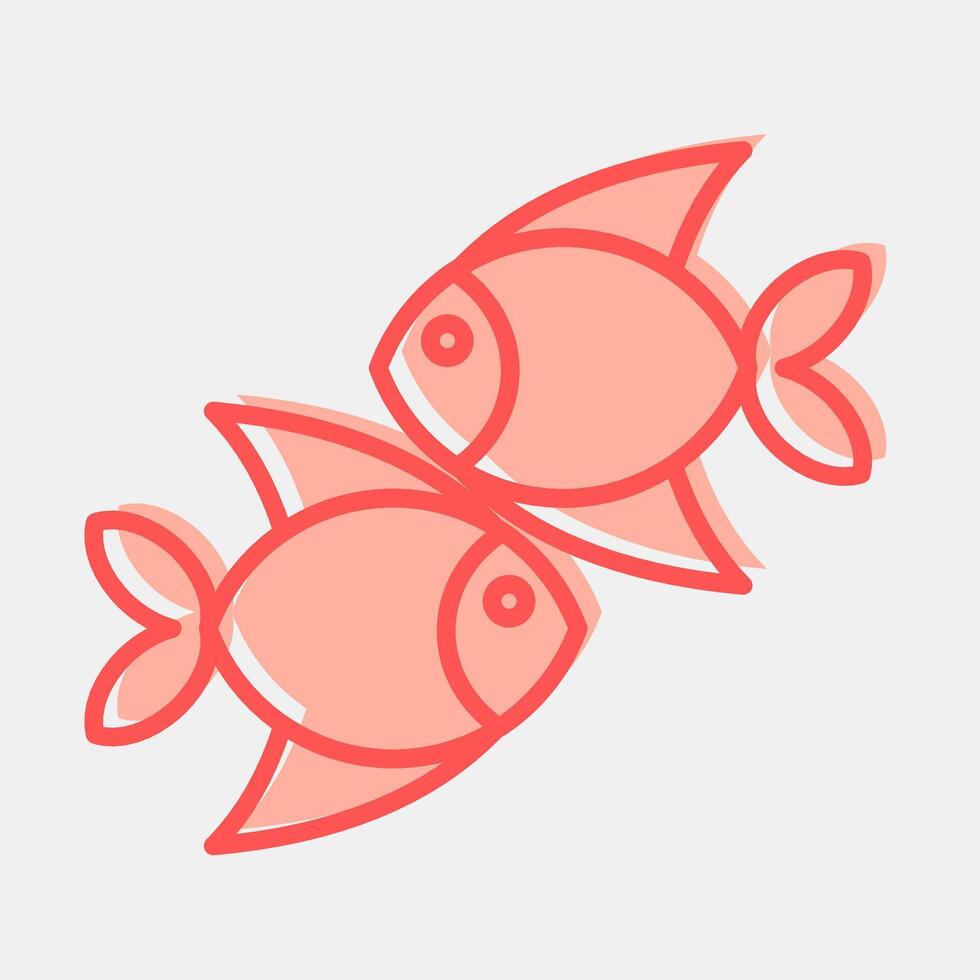 Icon pisces the fishes. Zodiac horoscope elements. Icon in two tone style. vector