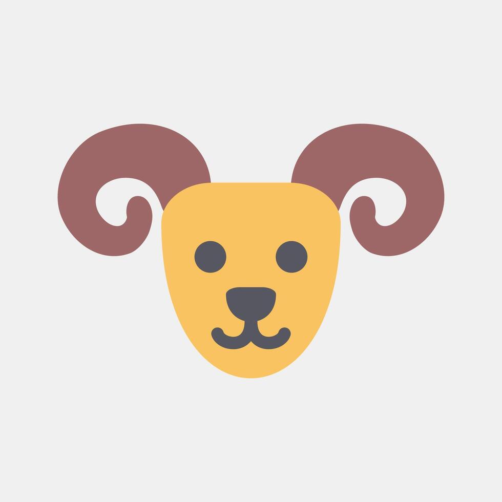 Icon aries the ram. Zodiac horoscope elements. Icon in flat style. vector