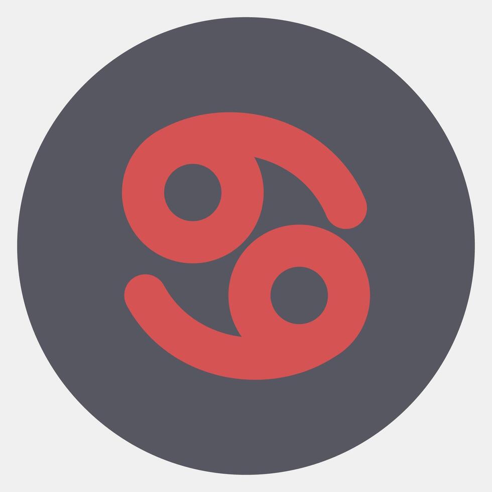 Icon cancer. Zodiac horoscope elements. Icon in color mate style. vector