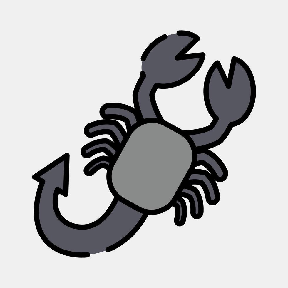 Icon scorpio the scorpion. Zodiac horoscope elements. Icon in filled line style. vector