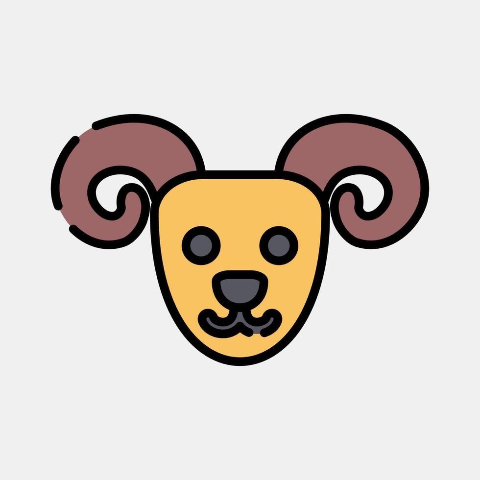 Icon aries the ram. Zodiac horoscope elements. Icon in filled line style. vector
