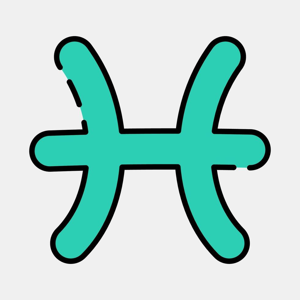 Icon pisces. Zodiac horoscope elements. Icon in filled line style. vector