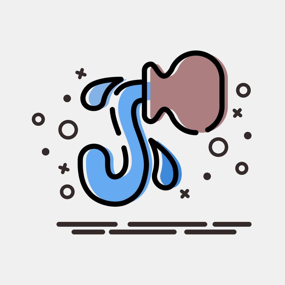 Icon aquarius the water bearer. Zodiac horoscope elements. Icon in MBE style. vector